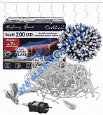 Kurtyna 7m 200 LED FLASH, gniazdo, zewnętrzne, biały zimny + biały zimny 102/21/FLE/CW+CW