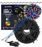 Sznur 50m 1000 LED na SZPULI PROGRAMATOR 8 FUNKCJI + PAMIĘĆ, zewnętrzne, multikolor 638/21/LED/M-SZPULA