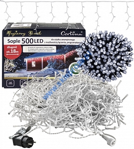Kurtyna 17,80m 500 LED  programator+gniazdo, zewnętrzne, biały zimny 105/20/LED/CW
