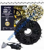 Sznur 30m 600 LED NA SZPULI FLASH TIMER zewnętrzne, biały ciepły+biały zimny 50/21/FLE-TIM/WW+CW-SZPULA