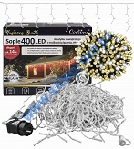 Kurtyna 14,20m 400 LED FLASH, gniazdo, zewnętrzne, biały ciepły+biały zimny 104/21/FLE/WW+CW