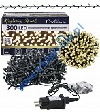 Sznur 15m 300 LED PROGRAMATOR+PAMIĘĆ, 8 FUNKCJI zewnętrzne, biały ciepły 610/21/LED/WW