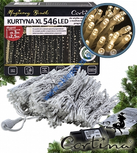 Kurtyna XXL 300 cm 546 LED PROGRAMATOR+GNIAZDO, zewnętrzna, biały ciepły, 107/20/LED/WW