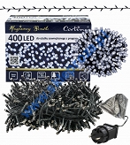 Sznur 20m 400 LED PROGRAMATOR 8 FUNKCJI + PAMIĘĆ, zewnętrzne, biały zimny 616/21/LED/CW