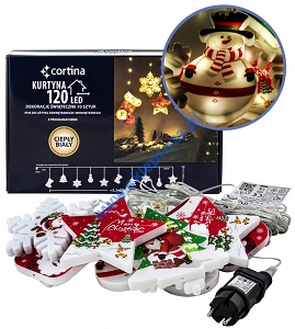 Kurtyna 320 cm 10 FIGUREK 120 LED PROGRAMATOR, zewnętrzne, biały ciepły 7/25/LED/WW