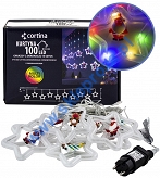 Kurtyna 310 cm 10 GWIAZDEK Z DEKORACJĄ 100 LED PROGRAMATOR, zewnętrzne, MULTIKOLOR 5/25/LED/M