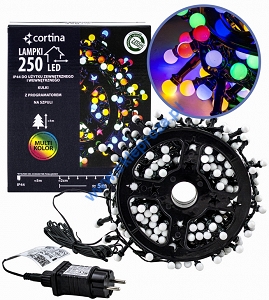 Sznur 5m 250 LED na SZPULI, Kuleczki śr.10mm, programator, zewnętrzne, multi 8/25/LED/M-SZPULA
