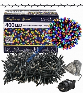 Sznur 20m 400 LED PROGRAMATOR 8 FUNKCJI + PAMIĘĆ, zewnętrzne, multikolor 616/21/LED/M