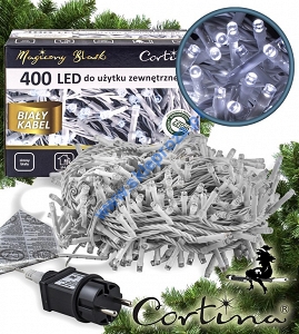 Sznur 20m 400 LED biały kabel, zewnętrzne, biały zimny 7/20/LED/CW