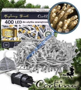 Sznur 20m 400 LED biały kabel, zewnętrzne, biały ciepły 7/20/LED/WW