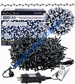Sznur 40m 800 LED FLASH + TIMER + GNIAZDO zewnętrzne, biały zimny+biały zimny flash 51/21/FLE-TIM/CW+CW