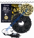 Sznur 25m 500 LED na SZPULI, PROGRAMATOR 8 FUNKCJI + PAMIĘĆ, zewnętrzne, biały ciepły 620/21/LED/WW-SZPULA