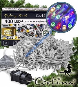 Sznur 20m 400 LED biały kabel, zewnętrzne, multi 7/20/LED/M