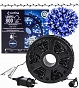 Sznur 40m 800 LED NA SZPULI FLASH + TIMER + GNIAZDO zewnętrzne, niebieski+biały zimny flash 51/21/FLE-TIM/B+CW-SZPULA