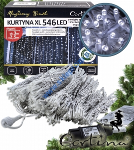 Kurtyna XXL 300 cm 546 LED PROGRAMATOR+GNIAZDO, zewnętrzna, biały zimny, 107/20/LED/CW