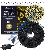 Sznur 30m 600 LED NA SZPULI PROGRAMATOR 8 FUNKCJI zewnętrzne, biały ciepły 626/21/LED/WW-SZPULA