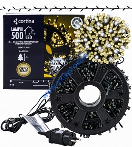 Sznur 25m 500 LED na SZPULI, FLASH zewnętrzne, biały ciepły+biały zimny flash 3/20/FLE/WW+CW-SZPULA