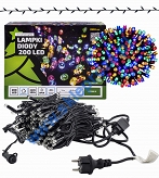 Diody 200 LED - 20 m z dodatkowym gniazdem, multi, zewnętrzne LED200/G/M