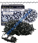 Sznur 25m 500 LED FLASH zewnętrzne, biały zimny+biały zimny flash 3/20/FLE/CW+CW