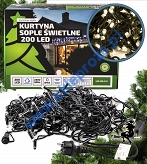 Kurtyna LED 200 pkt. z dodatkowym gniazdem, biały ciepły, zewnętrzna LED200/G/S/X