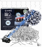 Kurtyna 14,20m 400 LED FLASH, gniazdo, zewnętrzne, biały zimny + biały zimny 104/21/FLE/CW+CW
