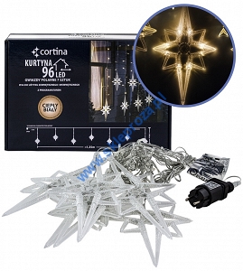 Kurtyna 135 cm 7 FIGUREK GWIAZDY POLARNE 96 LED PROGRAMATOR, zewnętrzne, biały ciepły 2/25/LED/WW