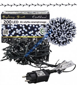 Sznur 10m 200 LED, zewnętrzne, białe zimne, 21/14/LED/CW